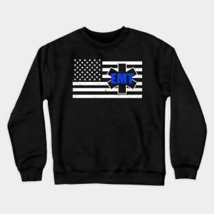 Paramedic Flag - Thin White Line Flag - Emergency Medical Technician Crewneck Sweatshirt